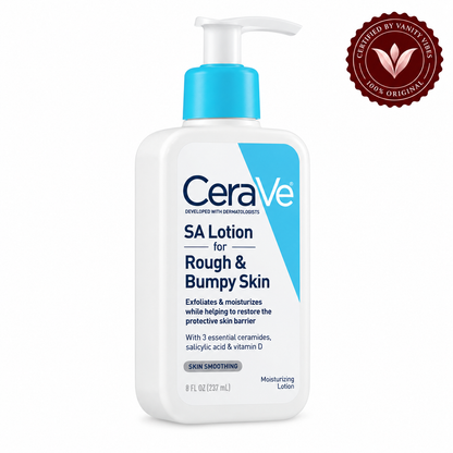 CeraVe SA Lotion for Rough & Bumpy Skin 237ml, alternate angle with Vanity Vibes seal