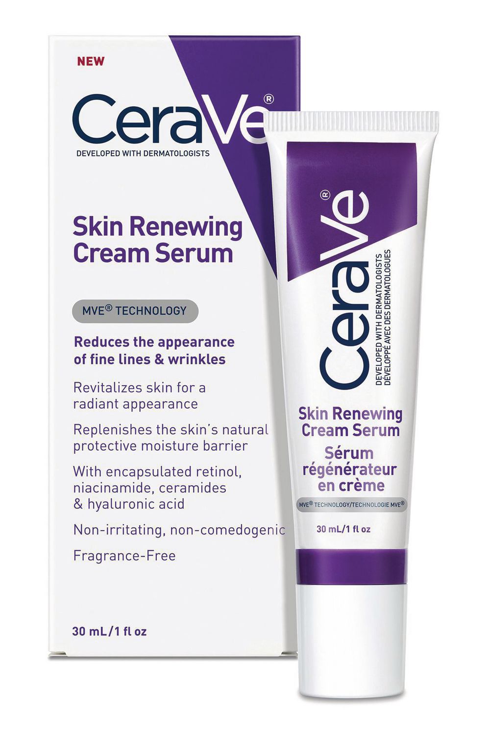 CeraVe Skin Renewing Cream Serum 30 ml tube and carton, Internet source