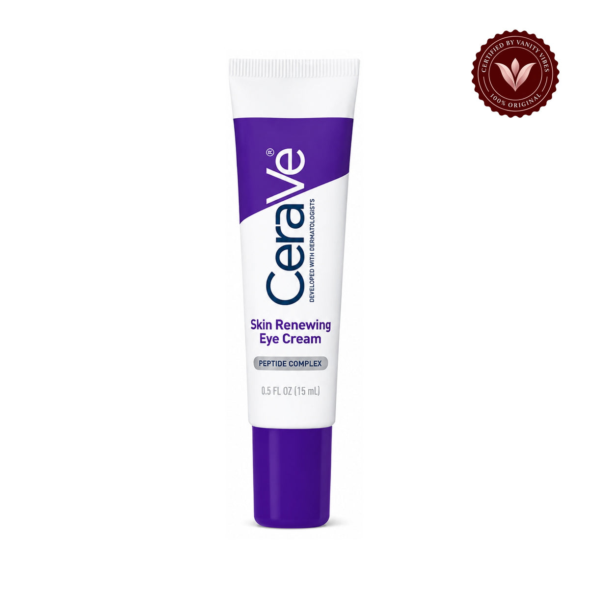 Cerave Skin Renewing Eye Cream 15ml (New Packing) front product photo on white with Vanity Vibes badge