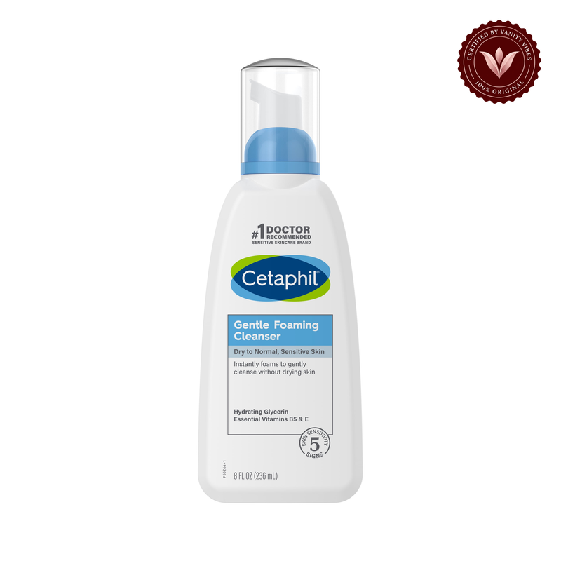 Cetaphil - Gentle Foaming Cleanser Dry To Normal Sensitive Skin (236ml) — centered front product on white background with Vanity Vibes seal