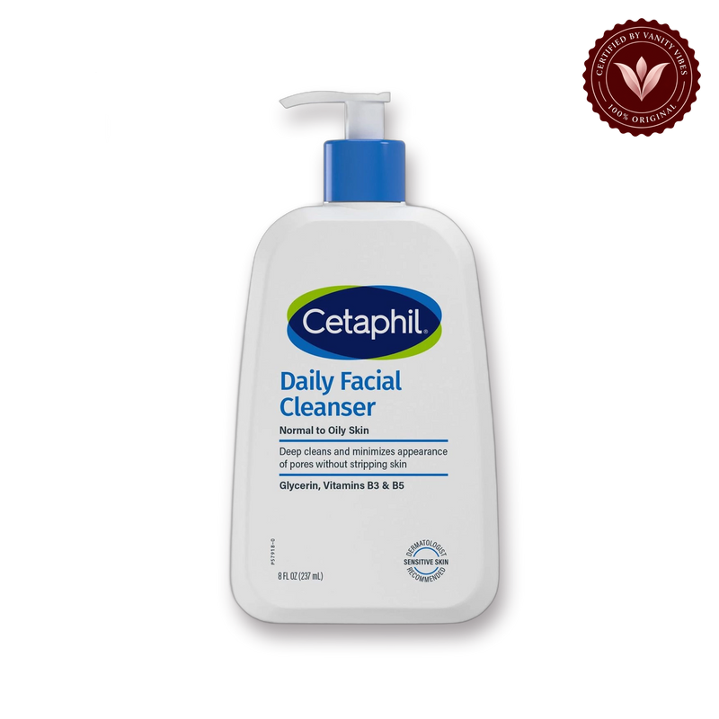 Cetaphil Daily Facial Cleanser Normal To Oily Sensitive Skin 237Ml — front | Vanity Vibes