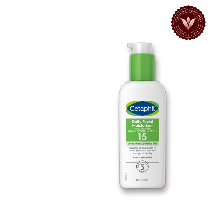 Cetaphil Daily Facial Moisturizer 118ml with Sunscreen 15 SPF | 4 Ounce — front | Vanity Vibes