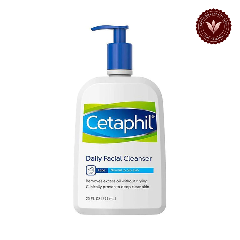 Cetaphil Daily Facial Cleanser-591ml (5.7 x 4.5) — centered front product on white background with Vanity Vibes seal