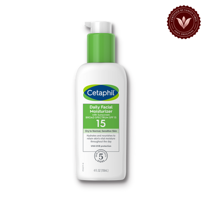 Cetaphil Daily Facial Moisturizer with SPF 15 For Dry to Normal Skin Type-118ml — front | Vanity Vibes