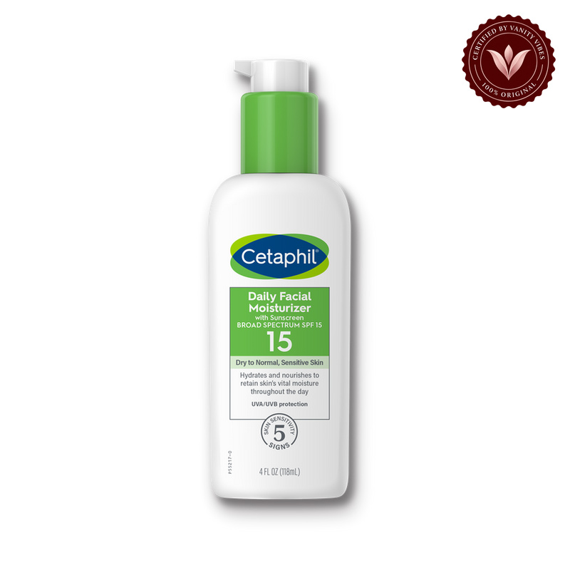 Cetaphil Daily Facial Moisturizer with SPF 15 For Dry to Normal Skin Type-118ml — front | Vanity Vibes