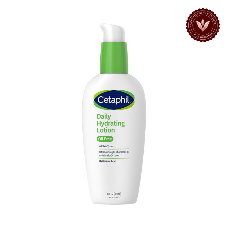 Cetaphil Daily Oil-Free Hydrating Lotion 88ml — centered front product on white background with Vanity Vibes seal
