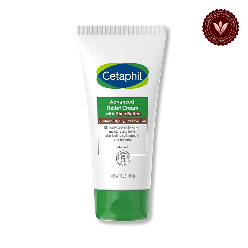 Cetaphil Advanced Relief Cream With Shea Butter-170g — centered front product on white background with Vanity Vibes seal