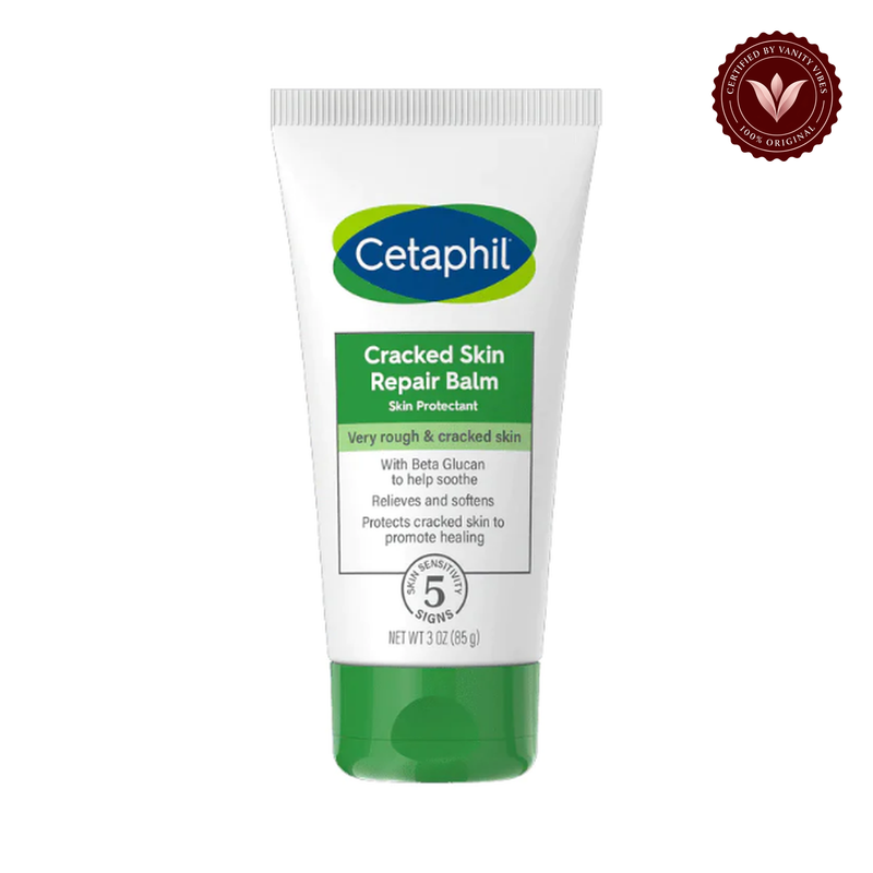 Cetaphil Cracked Skin Repair Balm (85g) — centered front product on white background with Vanity Vibes seal