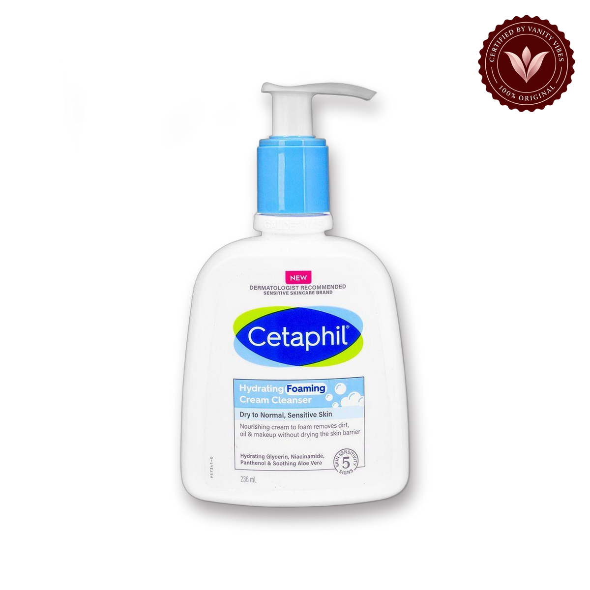 Cetaphil Hydrating foaming Face Wash Cream to Foam Cleanser 236ml front view