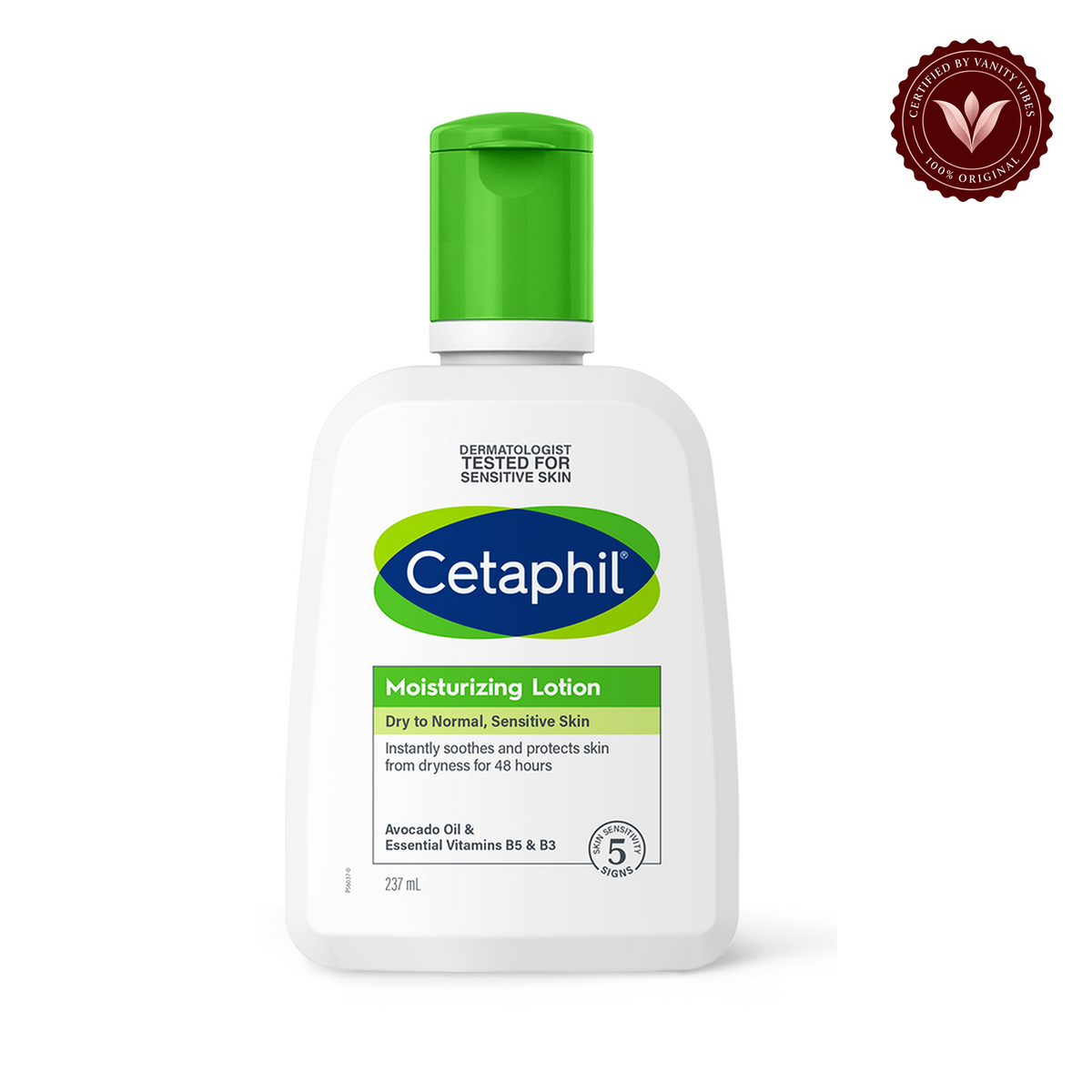 Cetaphil Moisturizing Lotion All Skin Types - 237Ml — centered front product on white background with Vanity Vibes seal