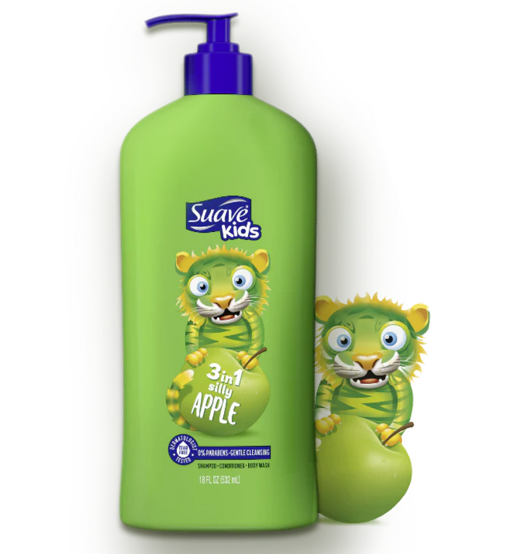 Suave Kids 3-In-1 Silly Apple Shampoo + Conditioner + Body Wash 532ml