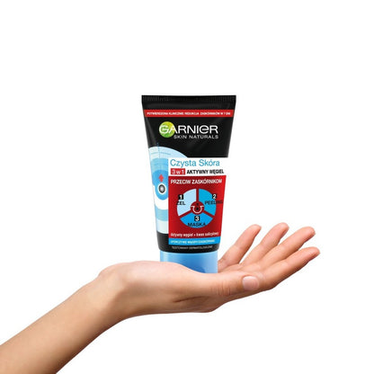 Garnier Skin Naturals Pure Active Charcoal 3-in-1 Cleanser, Scrub & Mask 150ml Deep Cleansing & Oil Control