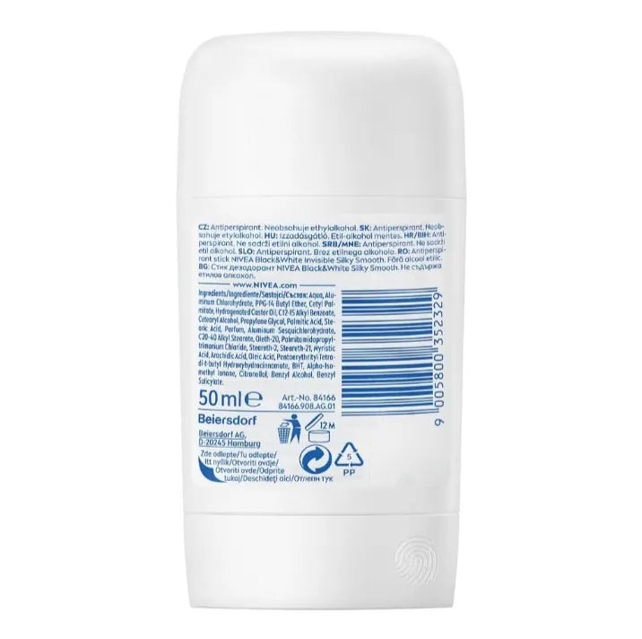 Nivea Black & White Invisible Silky Smooth Anti-Perspirant Stick 50ml