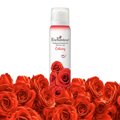 Enchanteur Enticing Perfumed Deo Body Spray for Women 150ml - Long Lasting Floral Fruity Fragrance Spray for Freshness & Odor