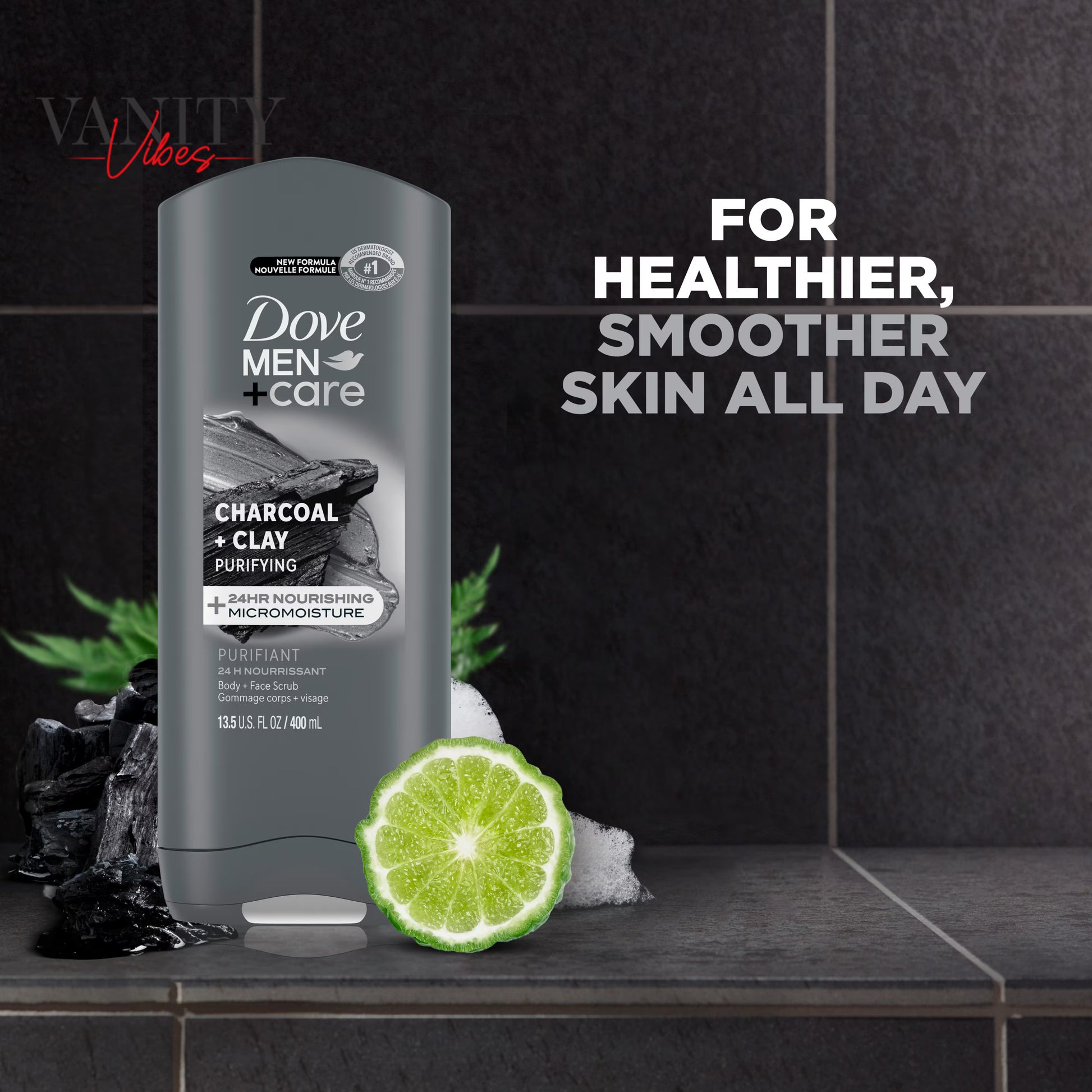 Dove Men+Care 3 in 1 Wash for Body, Face and Hair Charcoal & Clay - 532-ml
