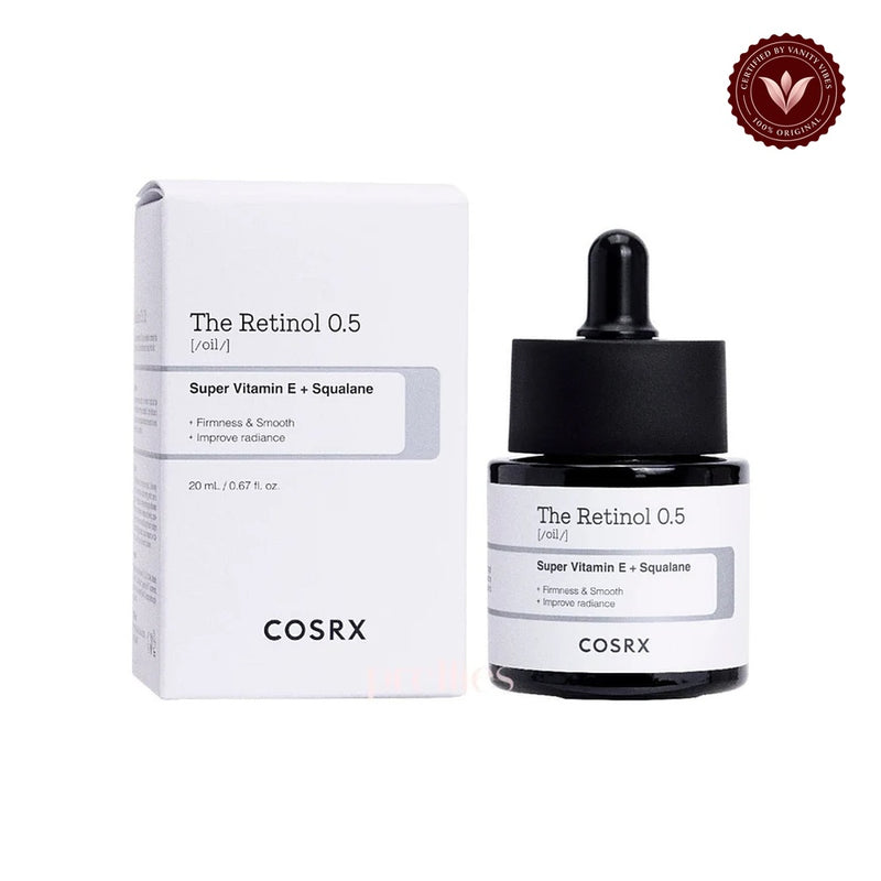 COSRX The Retinol 0.5 Oil Super Vitamin E + Squalane 20ml front product image on white background