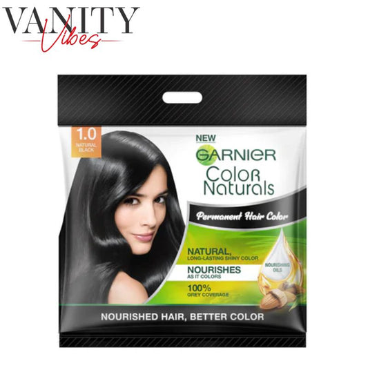 Garnier Color Naturals Hair Color Sachet 1.0 Natural Black 30 ml Nourishing & Long-Lasting Color