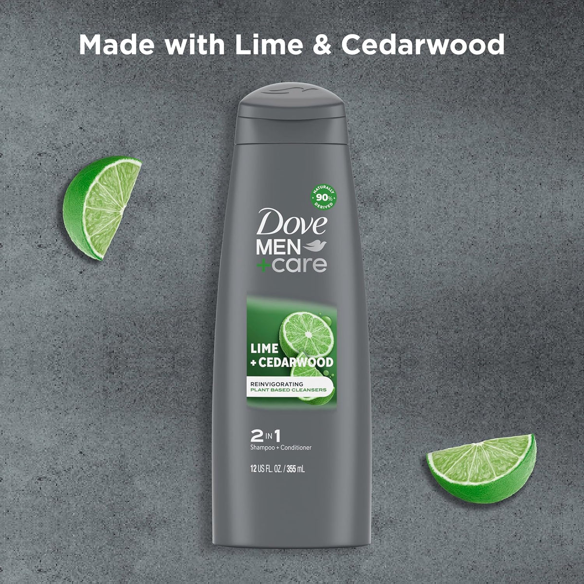 Dove Men + Care 2 in 1 Shampoo and Conditioner Lime + Cedarwood For Healthy Looking Hair Naturally Derived Plant Based Cleans