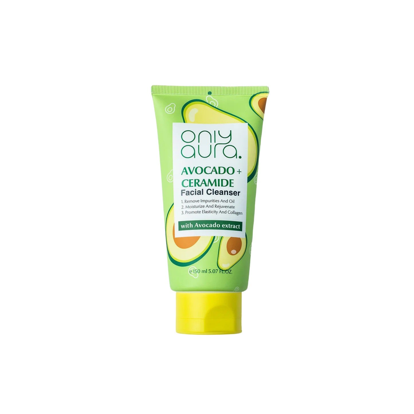 Only Aura Avocado Facial Cleanser 150ml – Gentle Deep Cleansing Skincare Face Wash for Hydration, Dirt Removal, Soft Smooth S