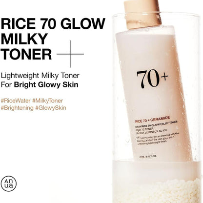 Anua Rice 70 + Ceramide Glow Milky Toner 250 ml Brightening Hydration & Skin Barrier Support (K Beauty)