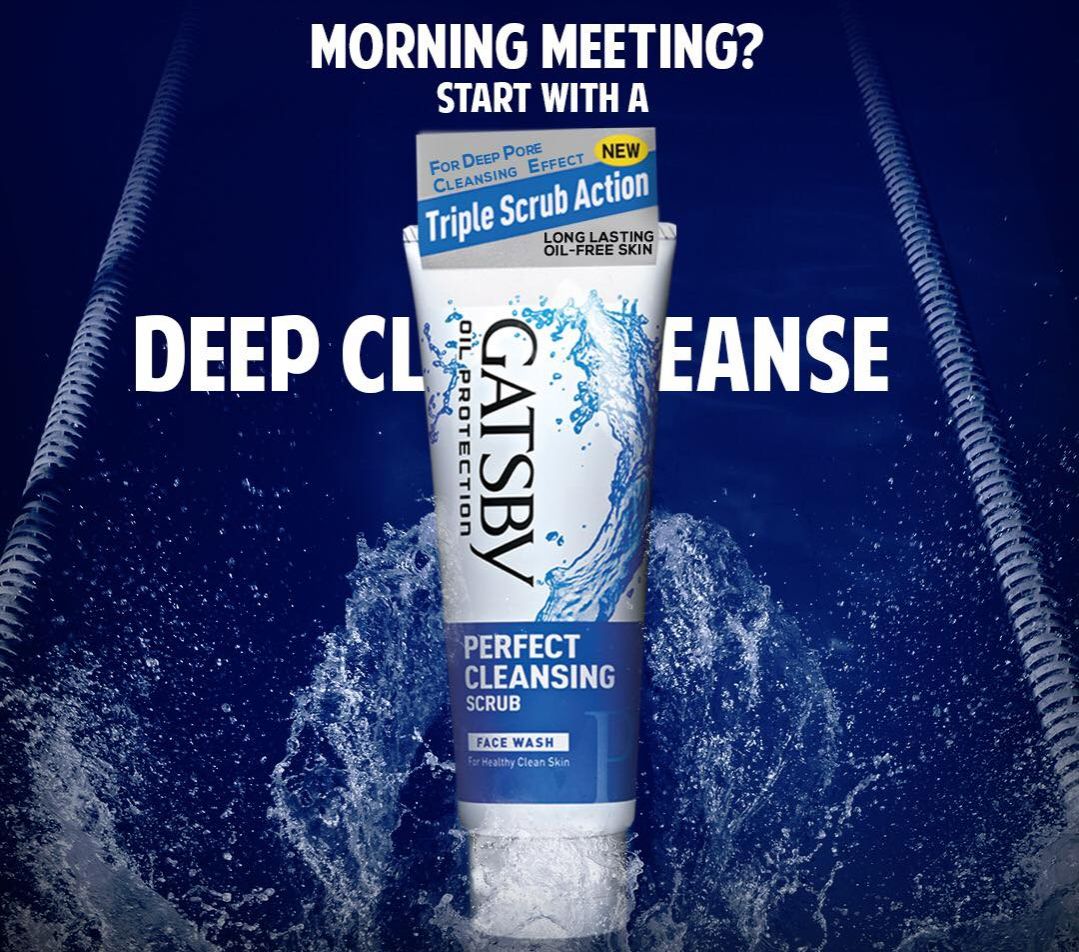 Gatsby Perfect Cleansing Scrub Face Wash 120g - Deep Cleansing Exfoliating Face Wash for Men Oil Control Fresh & Clear Health