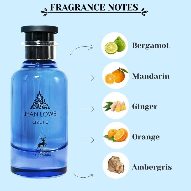 Jean Lowe Azure Eau de Parfum 100ml by Maison Alhambra Unisex Long-Lasting Fresh & Elegant Fragrance