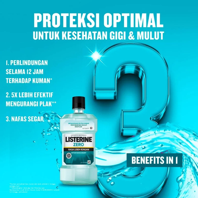 Listerine Zero Mouthwash 250ml Alcohol Free Fresh Breath & Gum Care