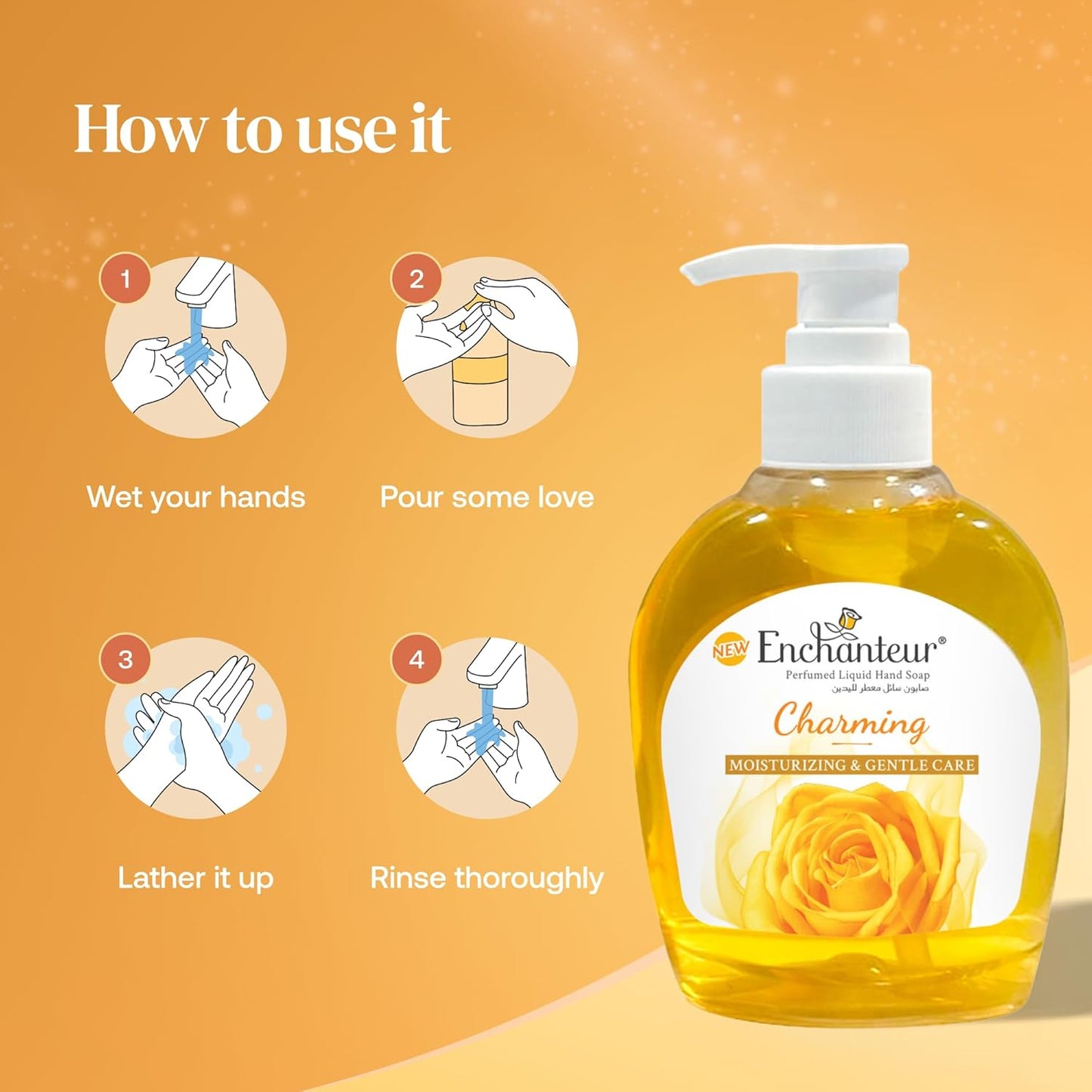 Enchanteur Charming Hand Wash 250ml – Gentle Cleansing Liquid Soap with Long Lasting Floral Fragrance, Moisturizing Care, Odo