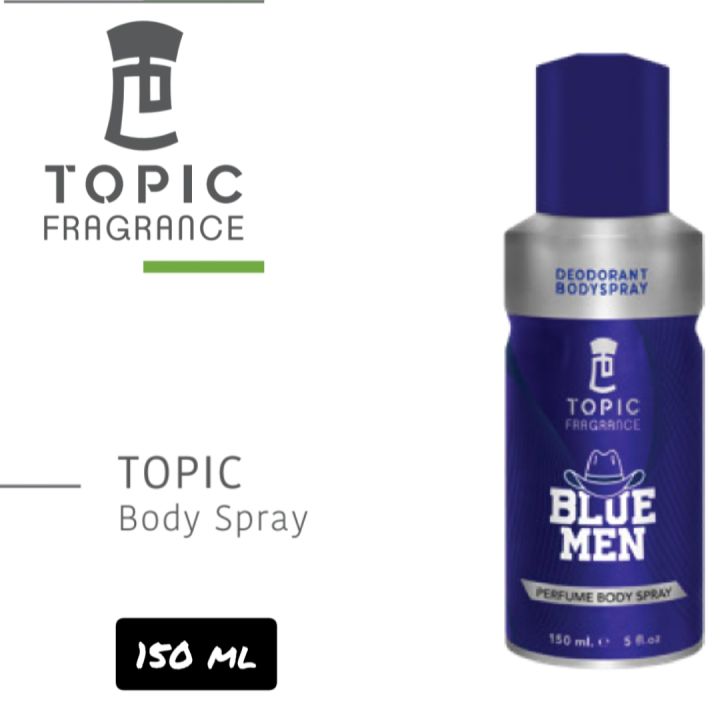 Blue Men Topic Fragrance Perfume Body Spray 150ml – Long Lasting Masculine Body Mist for Men, Fresh & Cool Daily Scent