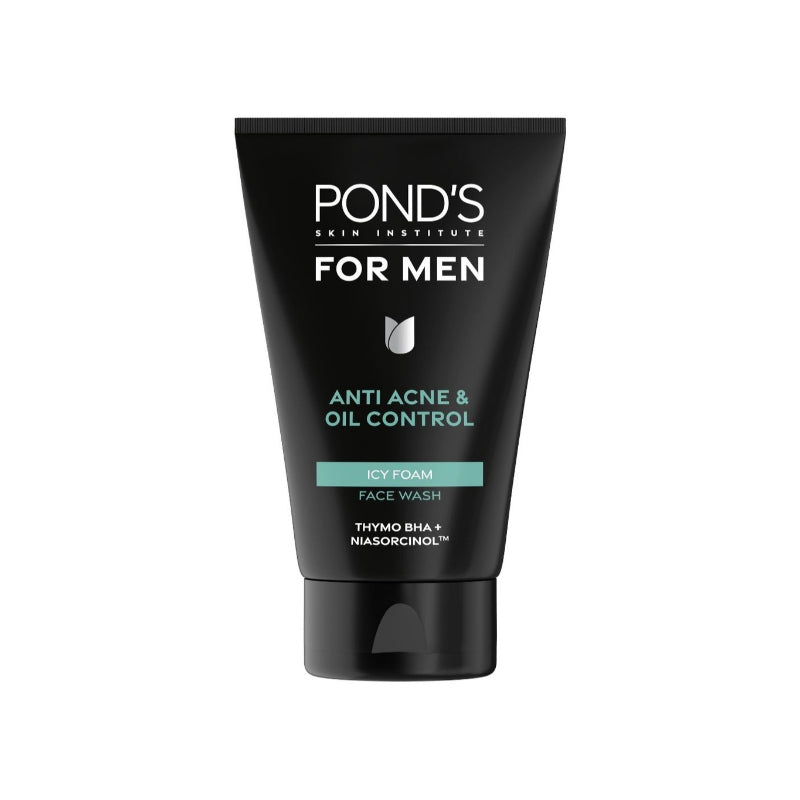 Pond’s Men Anti-Acne & Oil Control Icy Foam Face Wash 100g – With Thymo BHA & Niasorcinol for Clear, Refreshed Skin