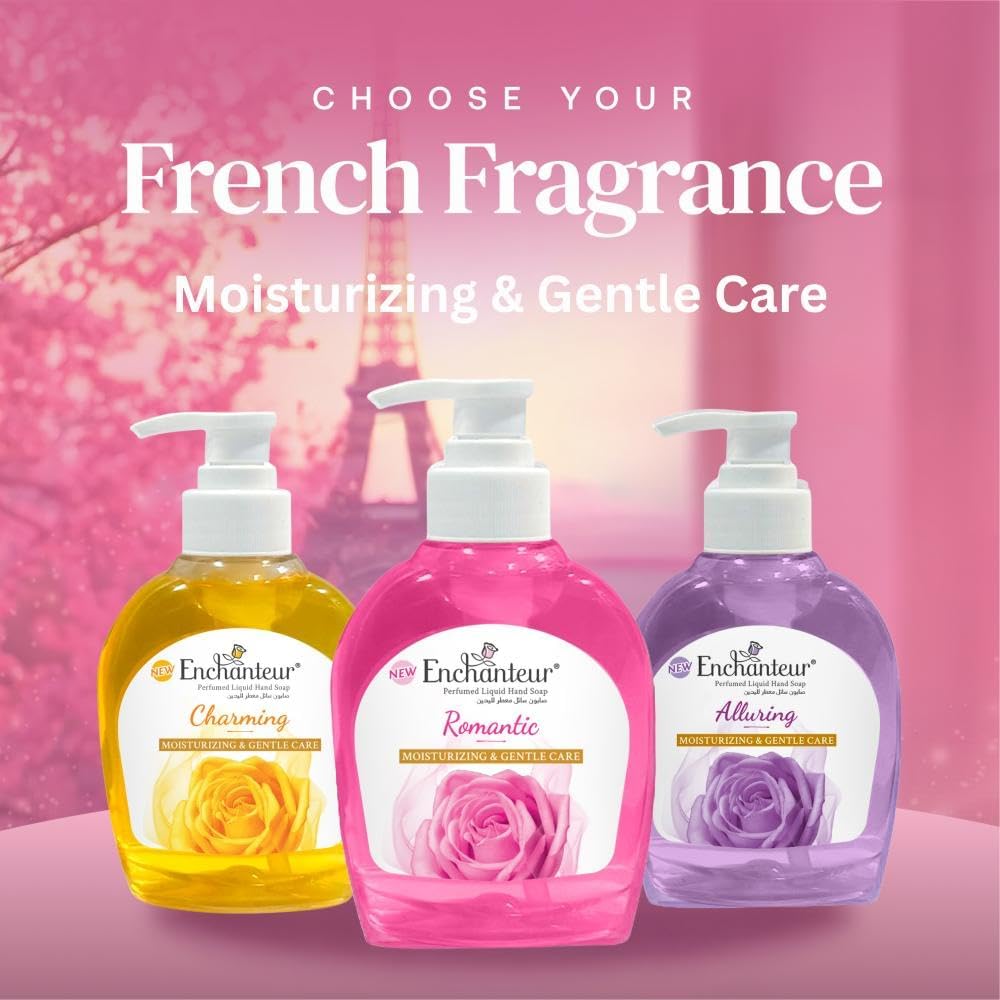 Enchanteur Romantic Hand Wash 250ml – Gentle Cleansing Liquid Soap with Long Lasting Floral Fragrance, Moisturizing Care, Odo