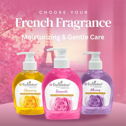 Enchanteur Romantic Hand Wash 250ml – Gentle Cleansing Liquid Soap with Long Lasting Floral Fragrance, Moisturizing Care, Odo