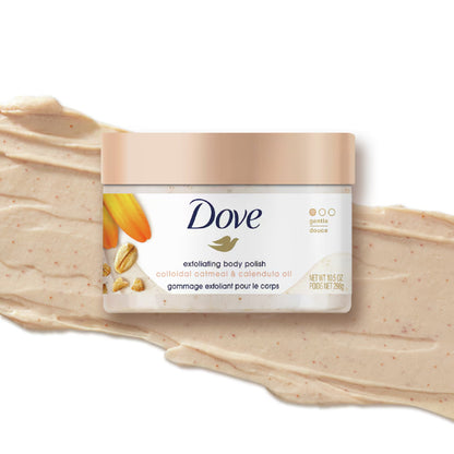 Dove Exfoliating Body Polish Scrub Colloidal Oatmeal & Calendula Oil 298g – Gentle Exfoliating Body Scrub for Sensitive Skin,