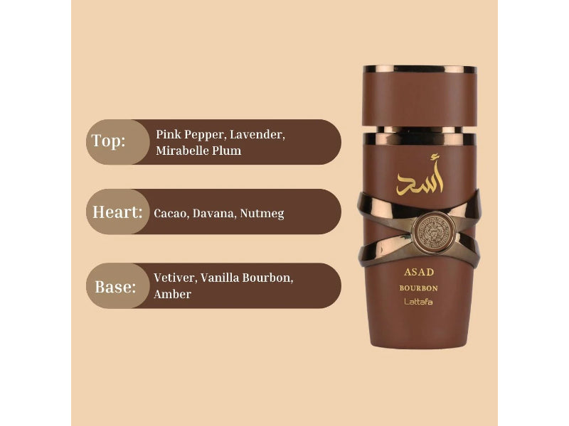 Lattafa Asad Bourbon Eau De Parfum 100ml for Unisex | Original Long Lasting Perfume