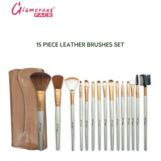 Glamorous Face 15 Piece Leather Brush set