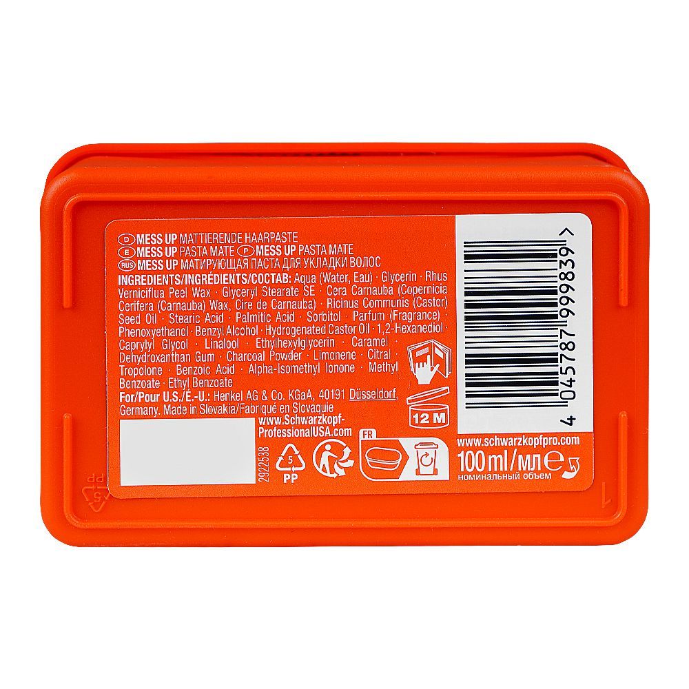Schwarzkopf Osis+ Texture Mess Up Matte Paste 100ml Matte Finish & Flexible Styling