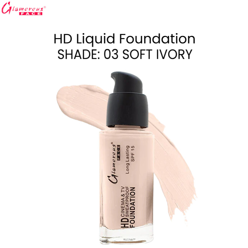 Glamorous Face HD Liquid Foundation (03 Soft Ivory)