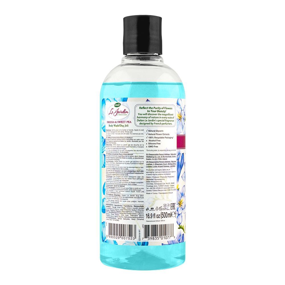 Dalan Le Jardin Freesia & Sweet Pea Ultra Rich Perfumed Body Wash 500ml - Luxurious Shower Gel for Soft, Smooth & Long Lastin