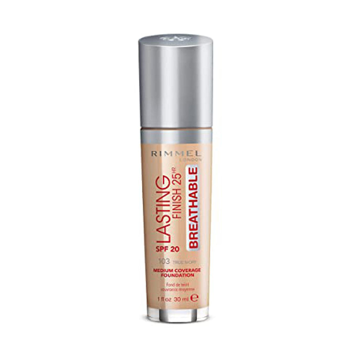 Rimmel London Lasting Finish Breathable Foundation, 103 True Ivory, 30 ml