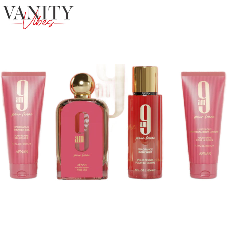 GIFT SET 9 AM POUR FEMME by Afnan BODY MIST 150ml+BODY LOTION 100ml+GEL DOUCHE 100ml for Women