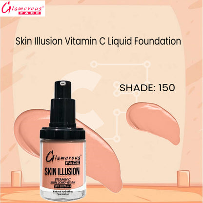 Glamorous Face Skin Illusion Vitamin C Liquid Foundation 25ml (SHADE:150)
