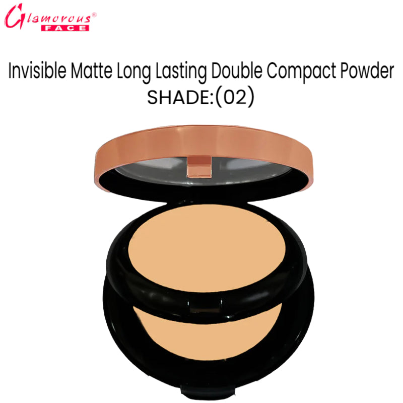 Glamorous Face Invisible Matte Long Lasting Double Compact Powder (Shade:02)