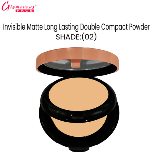 Glamorous Face Invisible Matte Long Lasting Double Compact Powder (Shade:02)