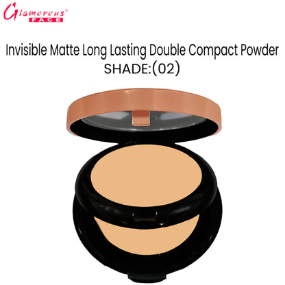 Glamorous Face Invisible Matte Long Lasting Double Compact Powder (Shade:02)