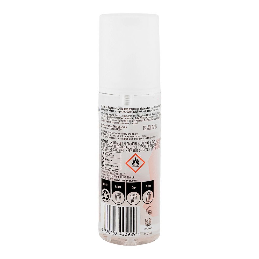 Impulse Self Love Rose Quartz Rose, Patchouli & Cedarwood Body Fragrance Mist 150ml – Long Lasting Body Mist for Women, Flora
