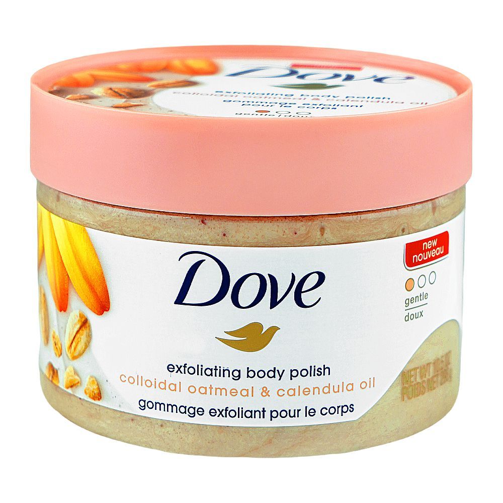 Dove Exfoliating Body Polish Scrub Colloidal Oatmeal & Calendula Oil 298g – Gentle Exfoliating Body Scrub for Sensitive Skin,