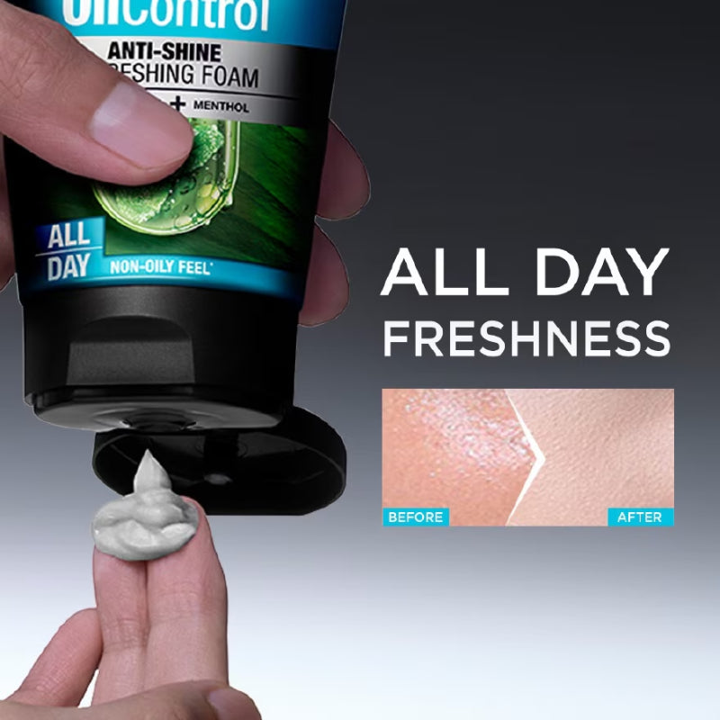 Garniers Men Garnier Men Oil Control Anti Shine Refreshing Foam All Day Face Wash 100ml