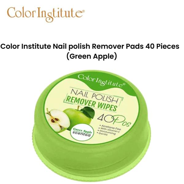 Color Institute Nail polish Remover Pads 40 Pieces (Green Apple)