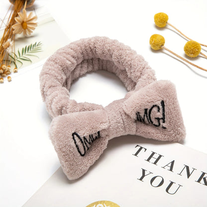 OMG Letter Facial Hair Band Bow Knotted (COFFEE)