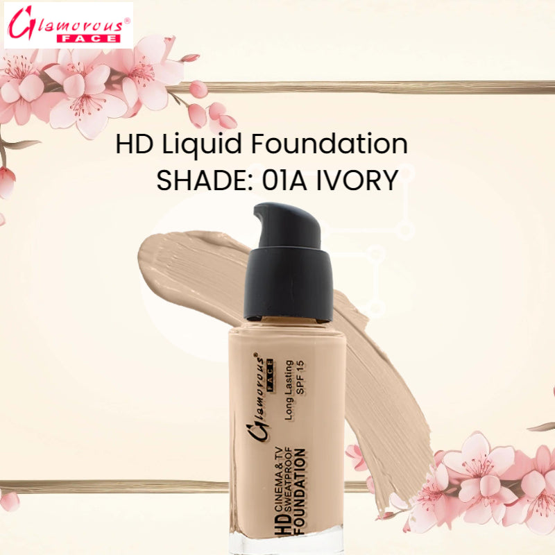 Glamorous Face HD Liquid Foundation (01 A Ivory)